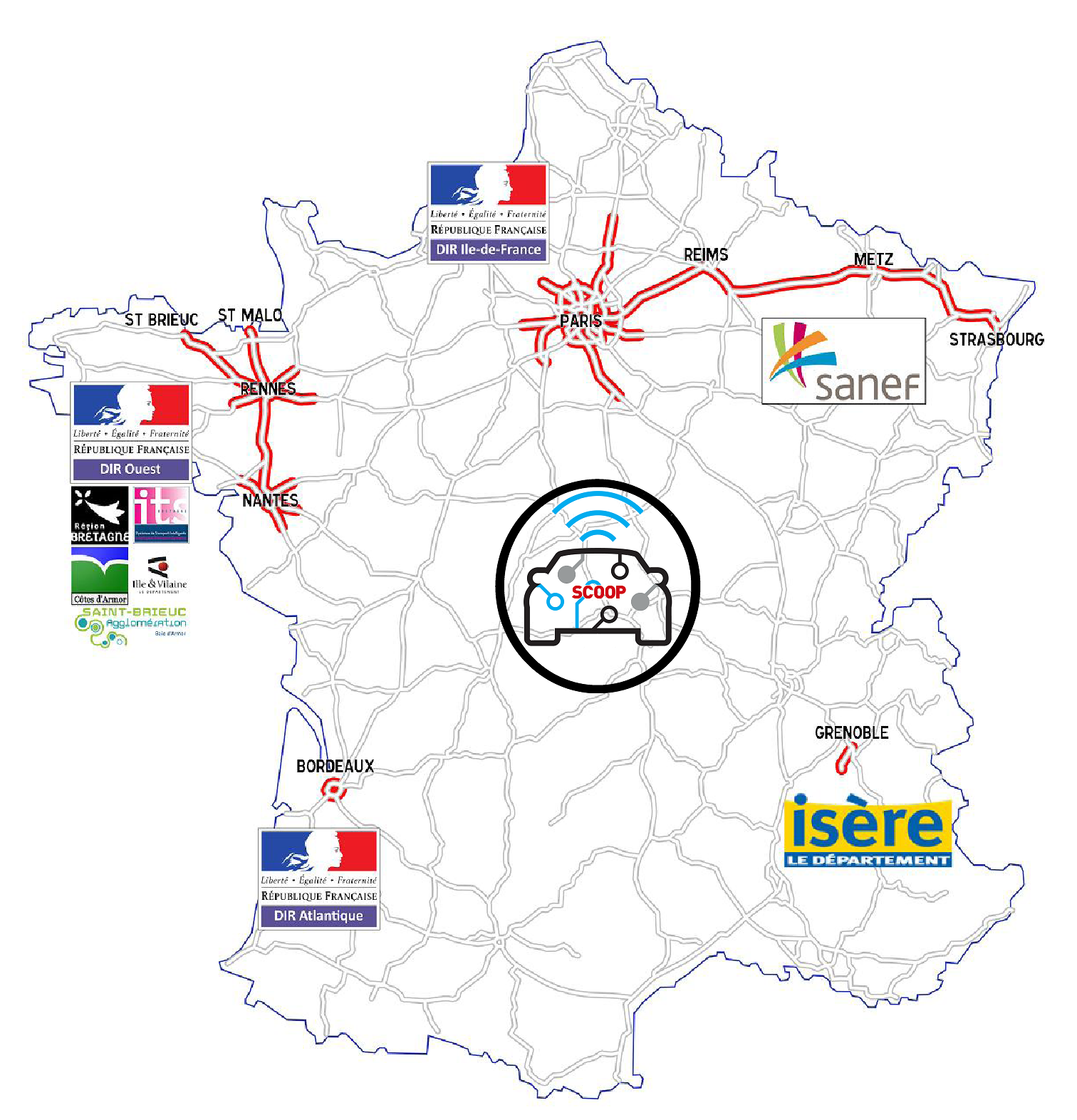 Scoop, Scoop project, connected vehicle, connected car, smart car, autonomous vehicle, intelligent transport system, ITS, cooperative intelligent transport system, C-ITS, Smart mobility, PSA, Renault, smart mobility  (nouvelle fenetre)